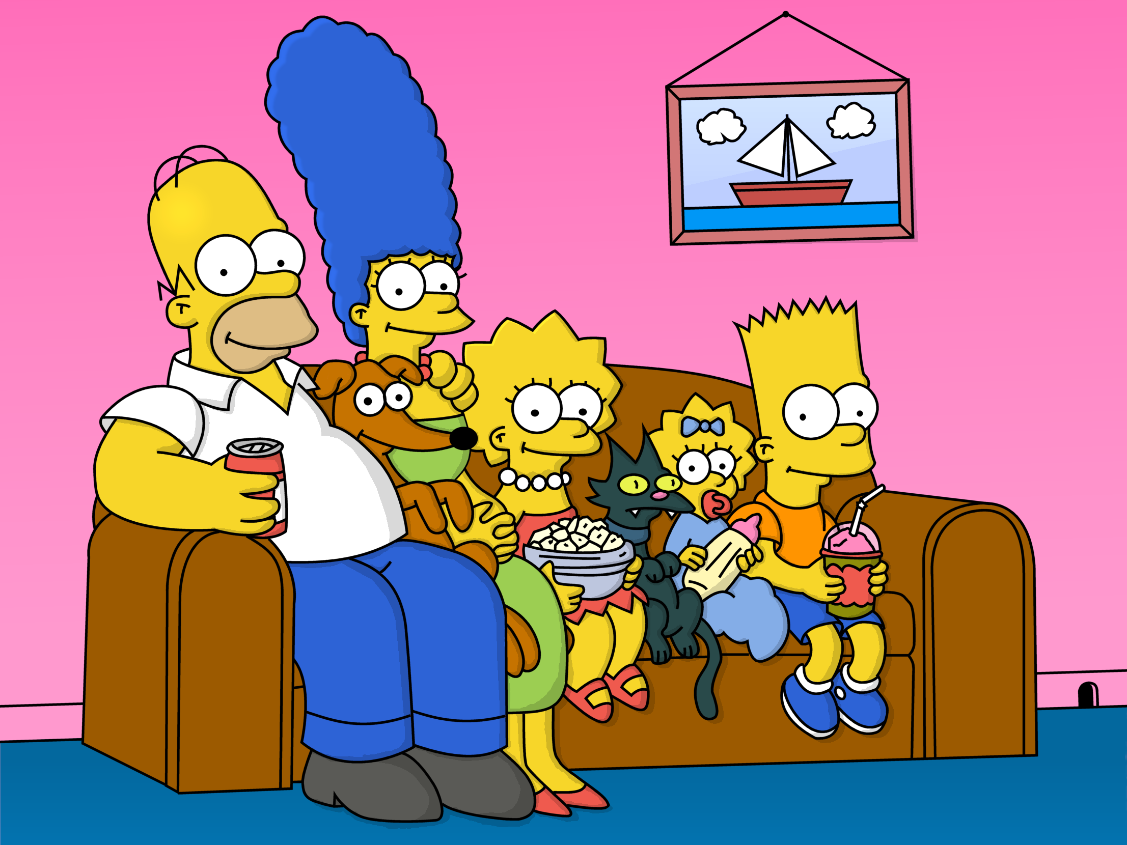 Gia đình Simpsons ngồi trên ghế